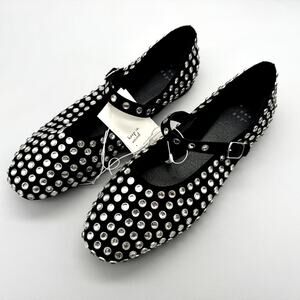 A New Day Flats Womens 8.5 Black Issa Rhinestone Mary Jane Ballet Trendy Cute